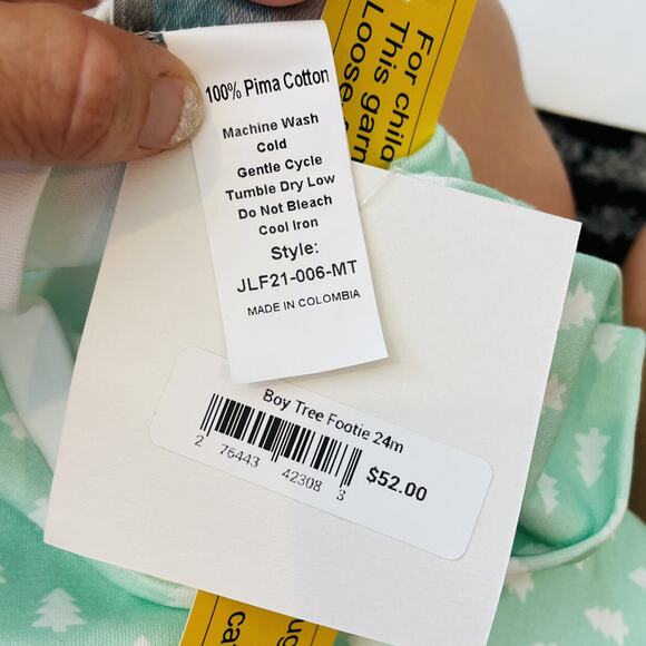 NWT James & Lottie 24M Aqua Christmas Tree PJs - Picture 4 of 4